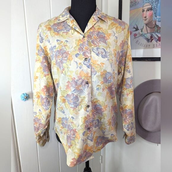 L.L. Bean Top 8 Vintage Granny Chic Floral Cottagecore Eclectic Gardencore - Picture 1 of 9
